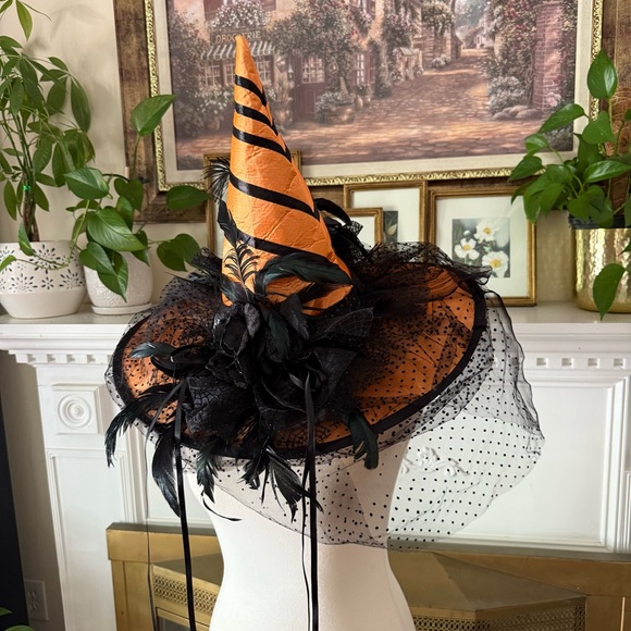 Vintage 90’s Feathered witches hat Halloween